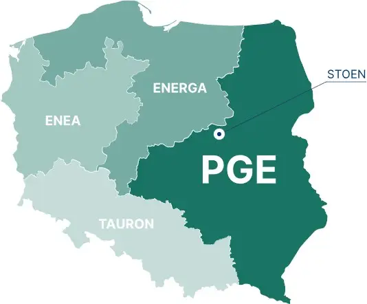 mapa Polski z zaznaczonymi dostawcami energii